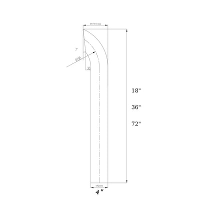 Fortpro 4" O.D. Chrome Curved Exhaust Stack Pipe - 18" Long | F247701