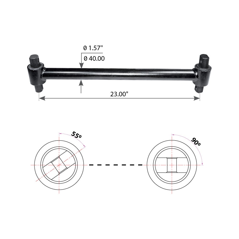 Fortpro Torque Rod with Bushing Compatible with Freightliner FAS Airliner II Series Trucks Replaces 681-326-6316 | F317230