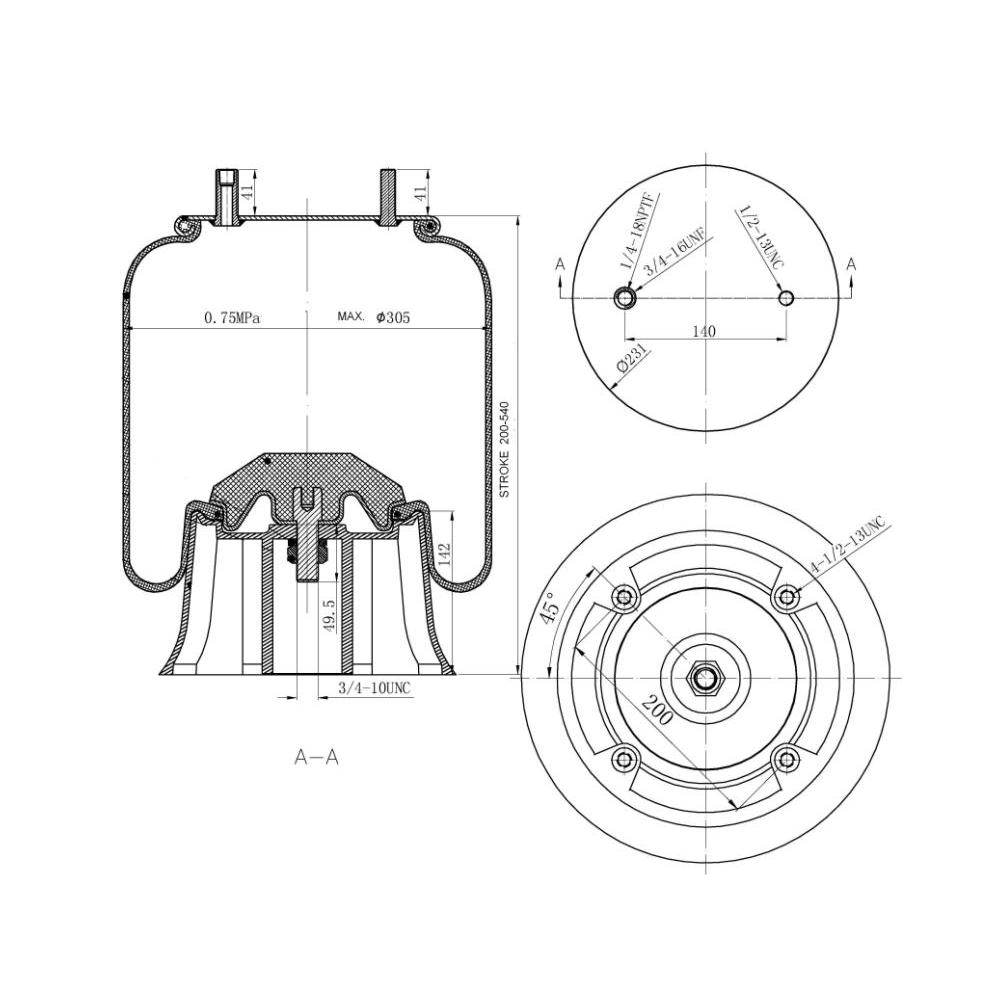 F245583 | AIR SPRING | Replace 9082 | 1R12-092 | 517559C9 | FAS-0687